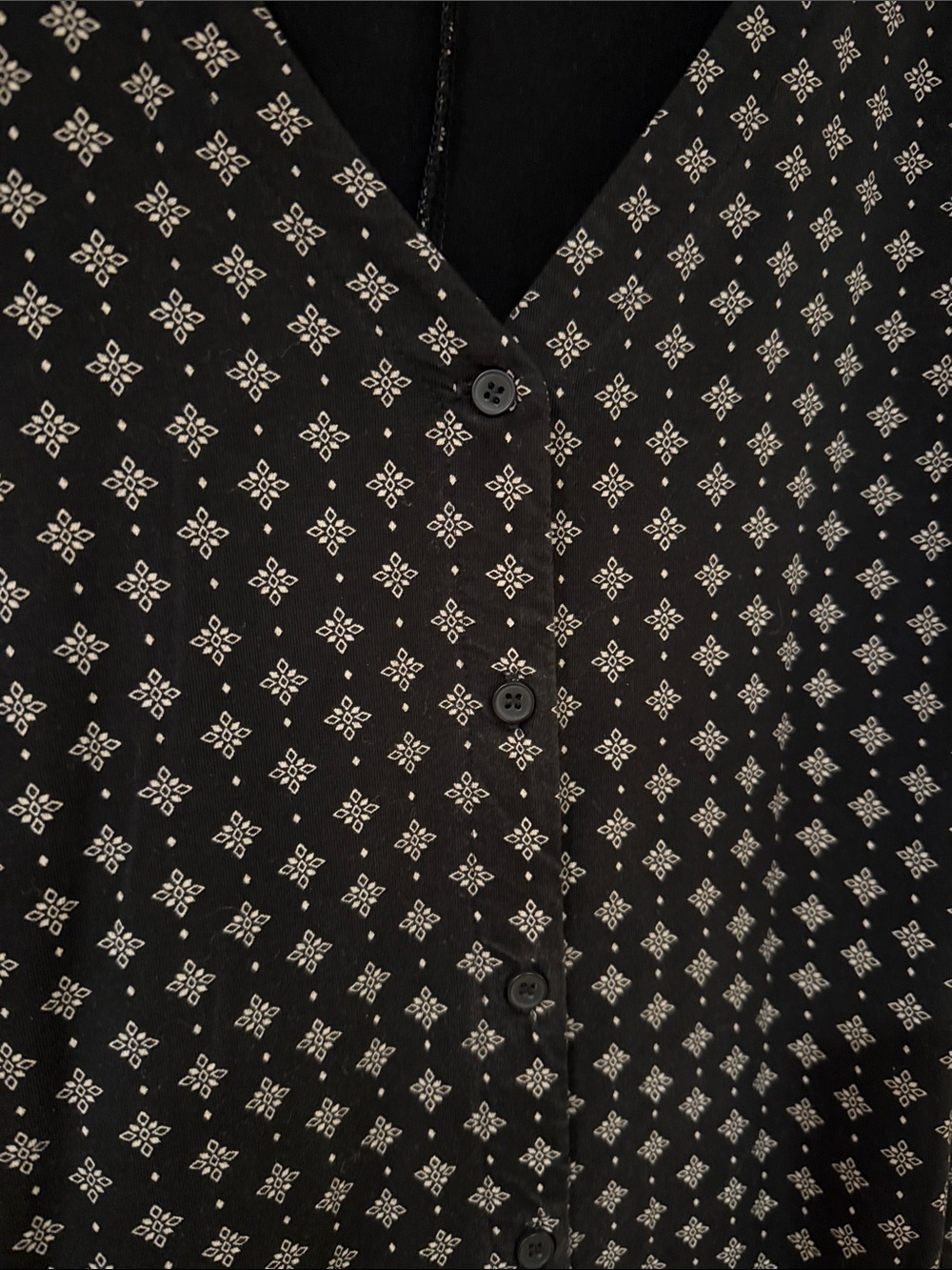 Garnet Hill black and white print modern Tencel button shirt dress S - Picture 3 of 8